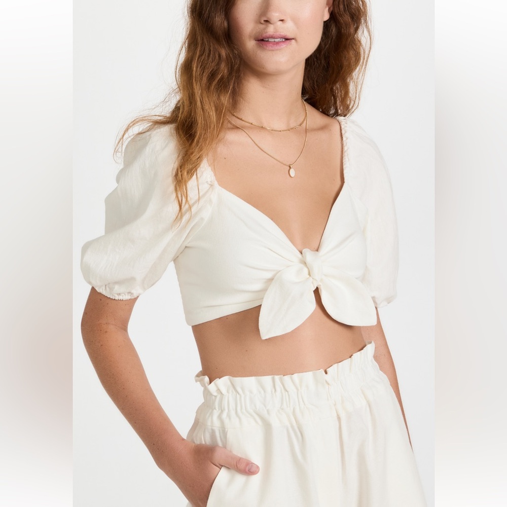 New wayfair linen tie crop top